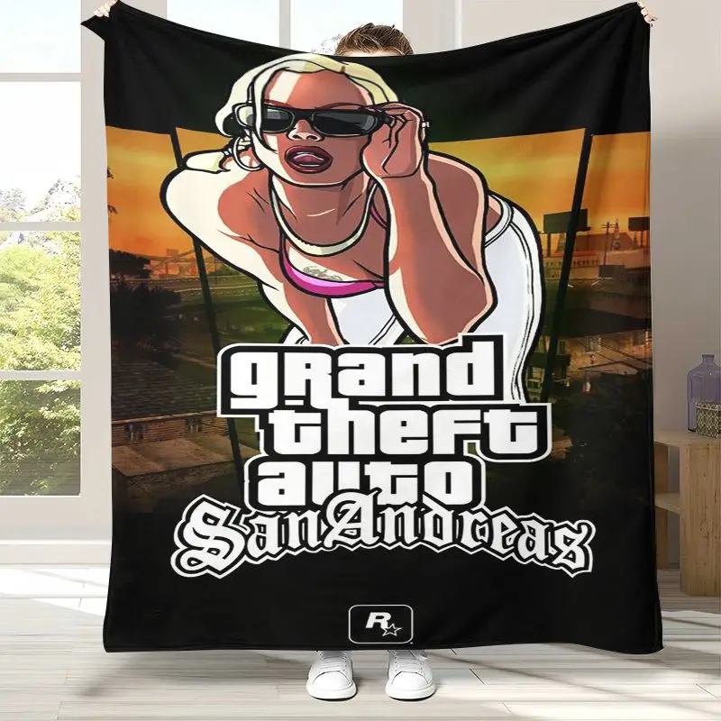 Vintage Game G-GTA San Andreas Soft Flannel Throw Blanket,Cozy Warm Blanket for Bed,Sofa,Living Room,Picnic,Camping,Home Decor