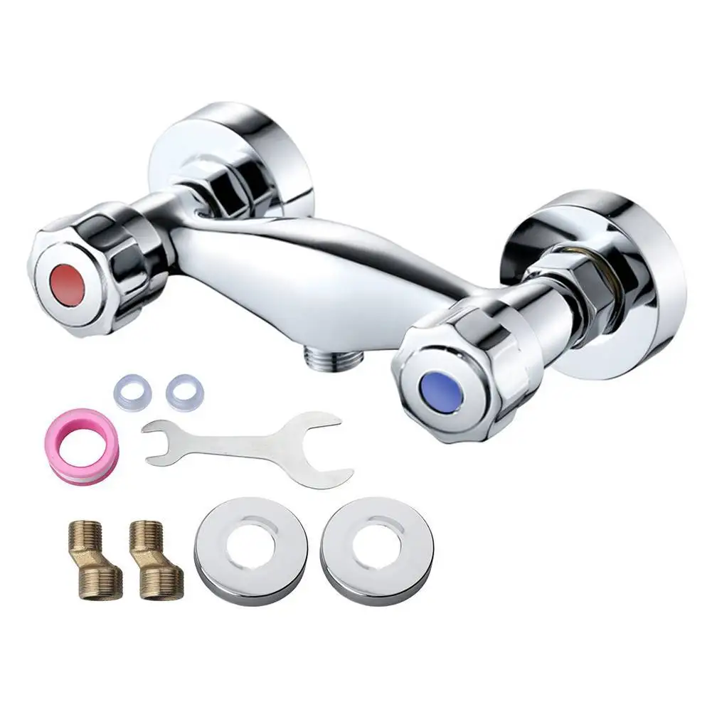 2 Pieces Dual Handle Shower Mixer Tap Hot Cold Valve Brass Body For Bathroom Kitchen Plumbing Fixture