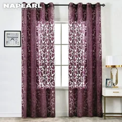 NAPEARL Luxury Fashion Style Semi-blackout Curtains Kitchen Window Living Room Panel Jacquard Fabrics Door Cream White