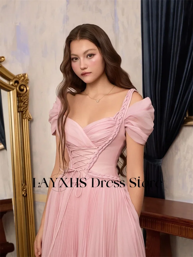 LAYXHS – robe de soirée trapèze à lacets, col en v, longueur au sol, robes de bal personnalisées pour femmes