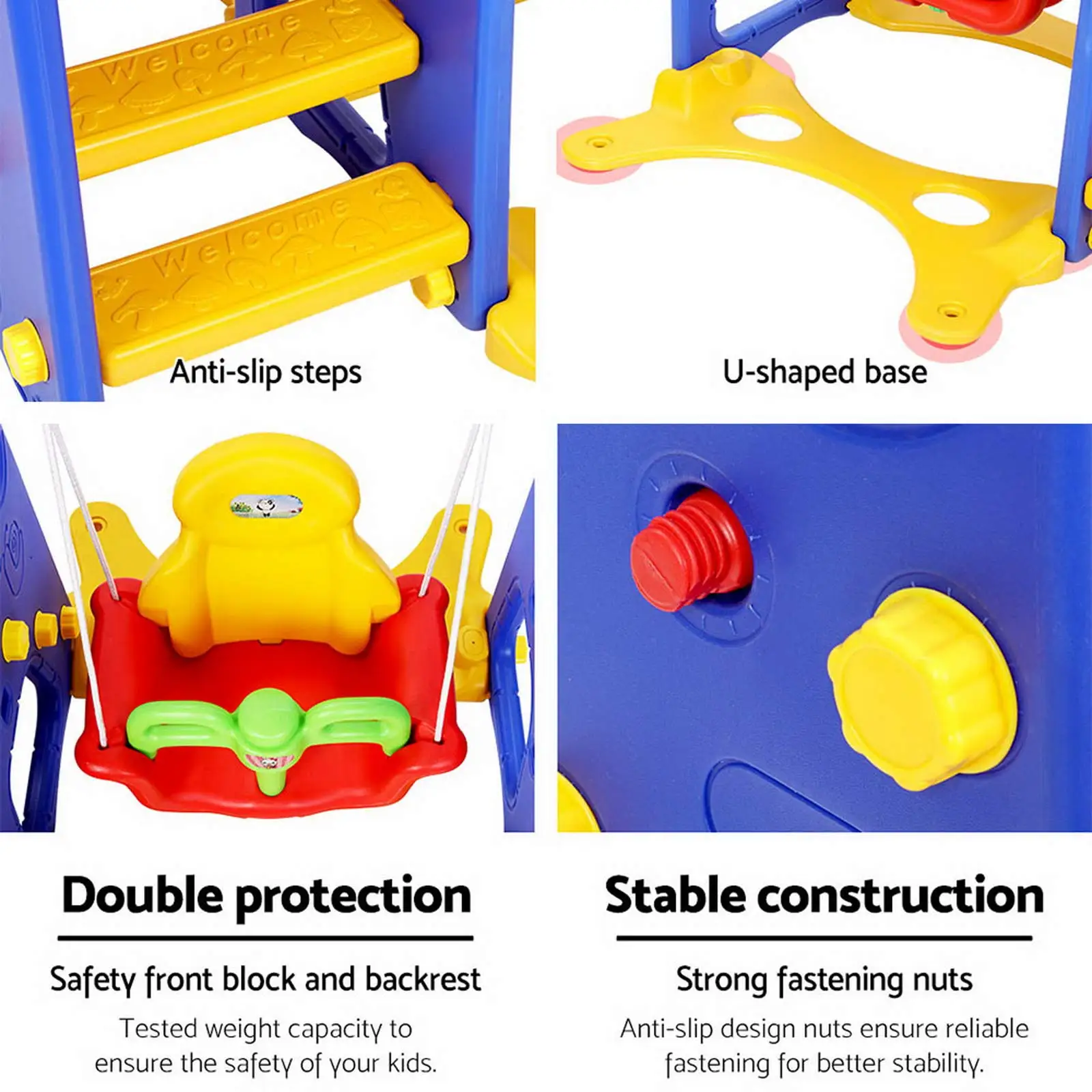 2026 Kids Slide Swing Set with Basketball Hoop,3 in 1 Climbing Frame Cubby House Toddler Slide Fold up Cardboard Slides Playgrou