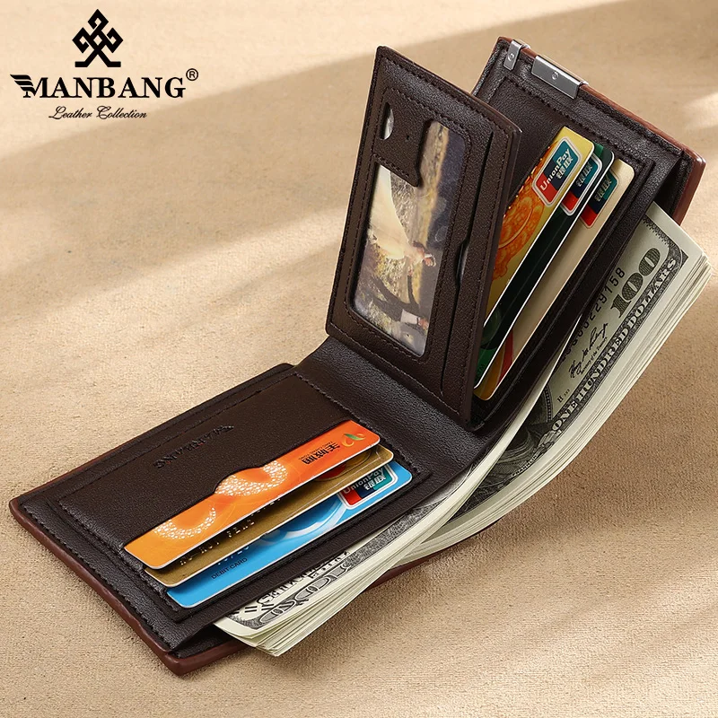 Hot Selling New Men\'s Short Wallet Iron Edge Korean Youth Men\'s Horizontal Wallet Trend Card Pack Purse