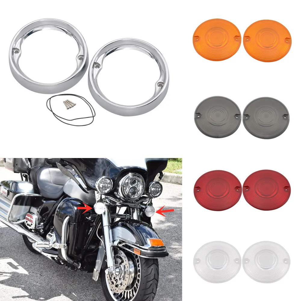 

Motorcycle Front Rear Turn Signal Indicator Light Lens Cover For Harley Touring Road Electra Glide Road King Softail FLST FXRT