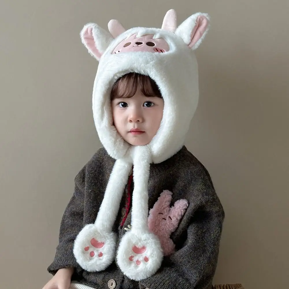 Kawaii bebê proteção de orelha chapéu cordeiro à prova de vento crianças pulôver boné à prova de frio macio dos desenhos animados gorro bonés atividades ao ar livre