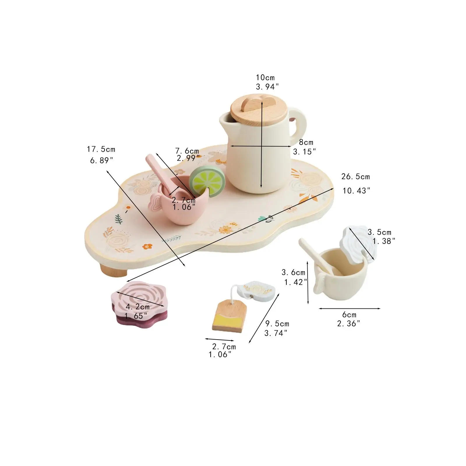 Service à thé de l'après-midi, accessoires de cuisine, jouet éducatif précoce en bois, ensemble de jeu de cuisine pour enfants d'âge préscolaire de 3 4 5 ans