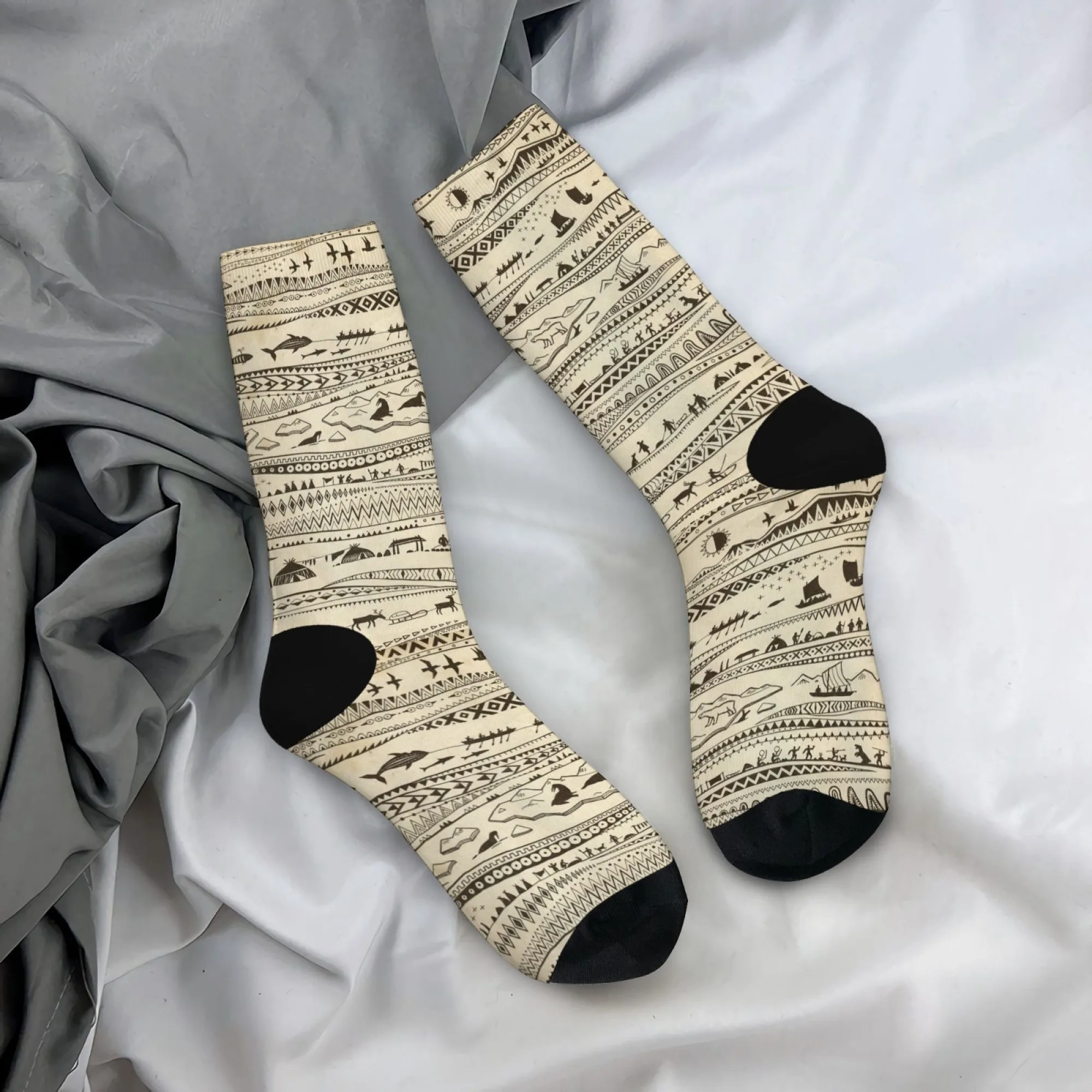 

Viking Socks Men Women Norse Pattern Crew Socks with Longship Deer Retro Comfortable Unisex Socks Nordic Mythology Gift Idea