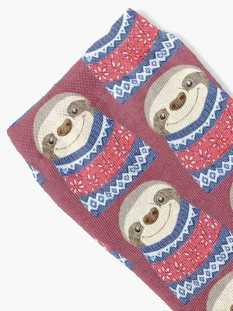 Sloth in a Christmas Jumper Socks new year retro Designer Man Socks Women's