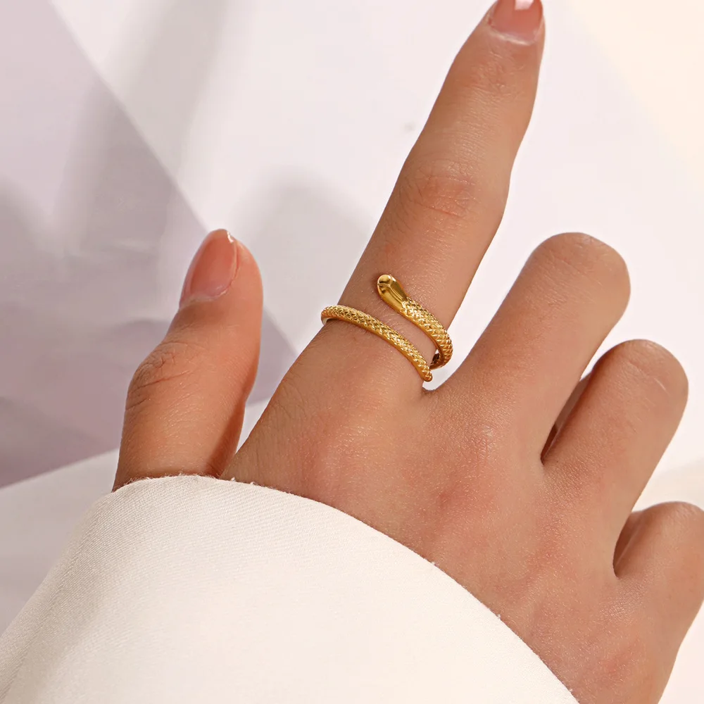 

Trendy Stainl Steel Snake Ring for Women Exaggerated Titanium Steel Ring Faionable Jewelry Personalized Accory