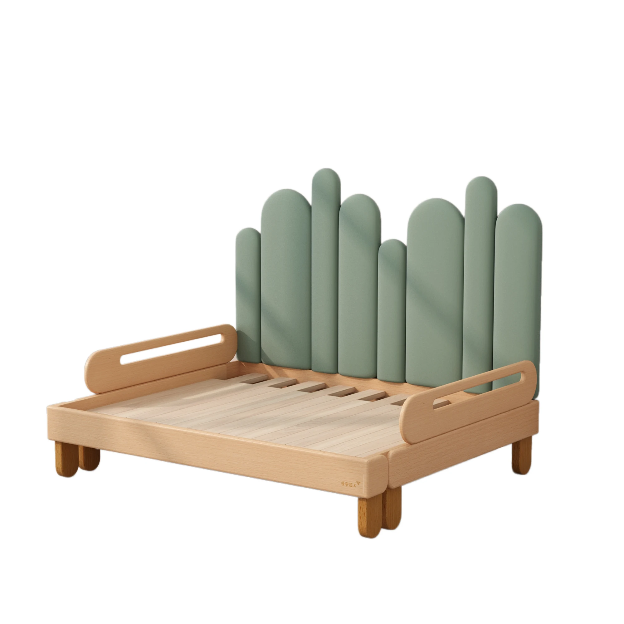 

Solid wood bed beech, splicing pull-out bed, boys and girls with guardrails