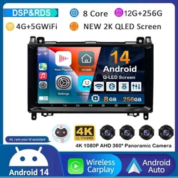 Android 15 Car Radio For Mercedes Benz B200 Sprinter W906 W639 AB Class W169 W245 Viano Vito Multimedia GPS Stereo Video Player