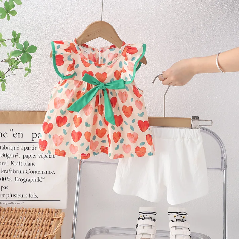 

Toddler Girl Sets 2024 Summer Western Baby Girl Clothes 12 To 18months Sets Korean Tops and Shorts Two Piece Childrens Clothing