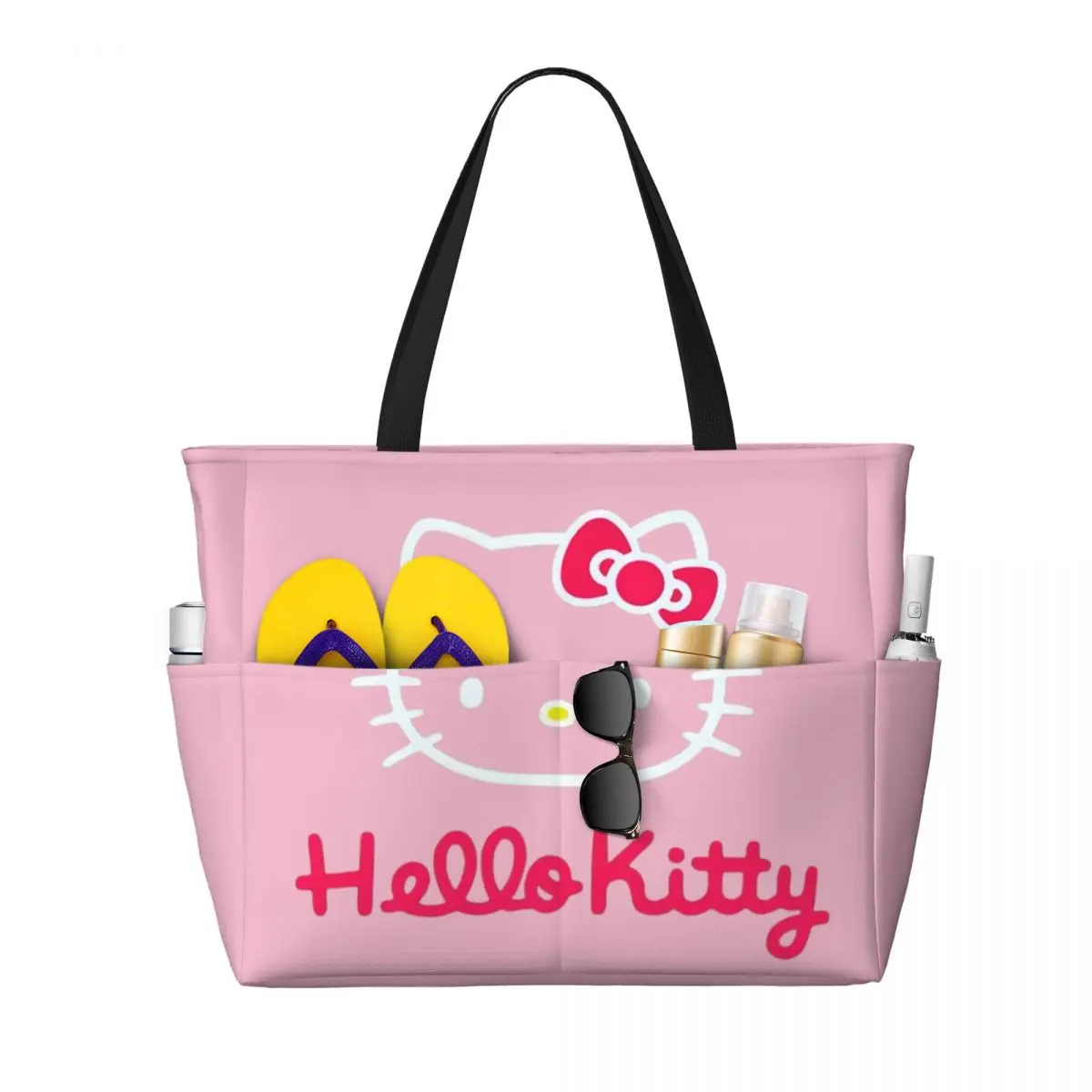 

Custom Kawaii Hello Kitty Cat Groceries Shopping Tote Bag Women Large Capacity Anime Kitten Beach Gym Travel Bags