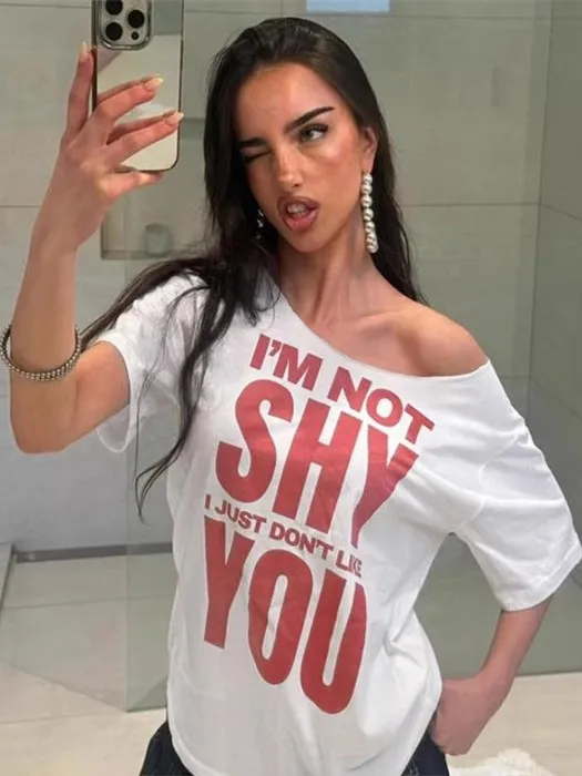 루즈 캐주얼 반팔 티셔츠 여성용 탑 스트리트 스타일 프린트 루즈핏 여름 패션 여성 의류 기본 크루넥