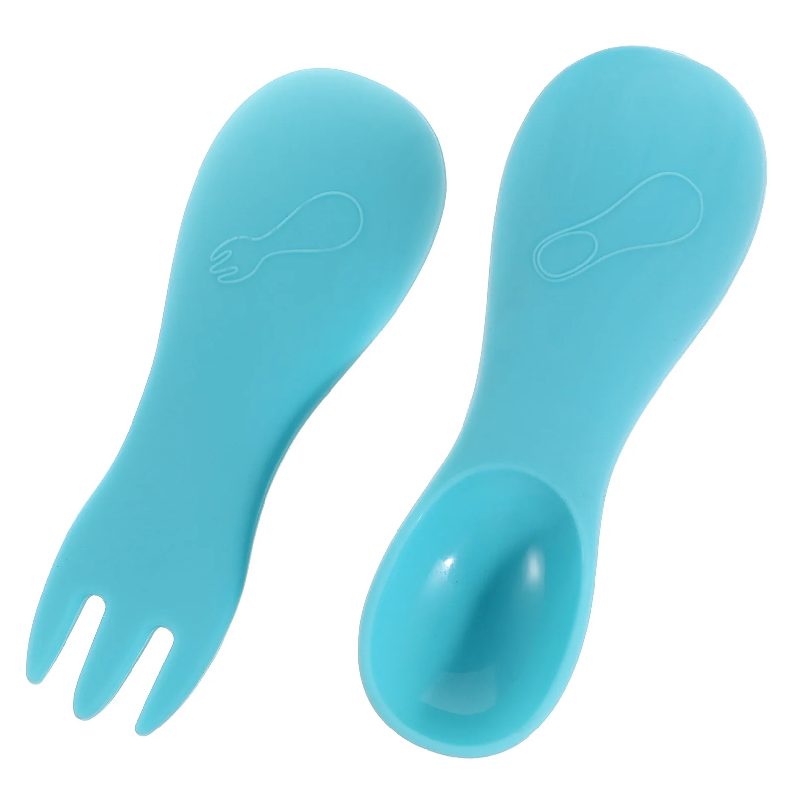 1 Juego de tenedor para alimentación infantil, mango antideslizante de borde liso con mordedor, cucharas para niños pequeños, vajilla, tenedor para bebé, tenedores de comedor para