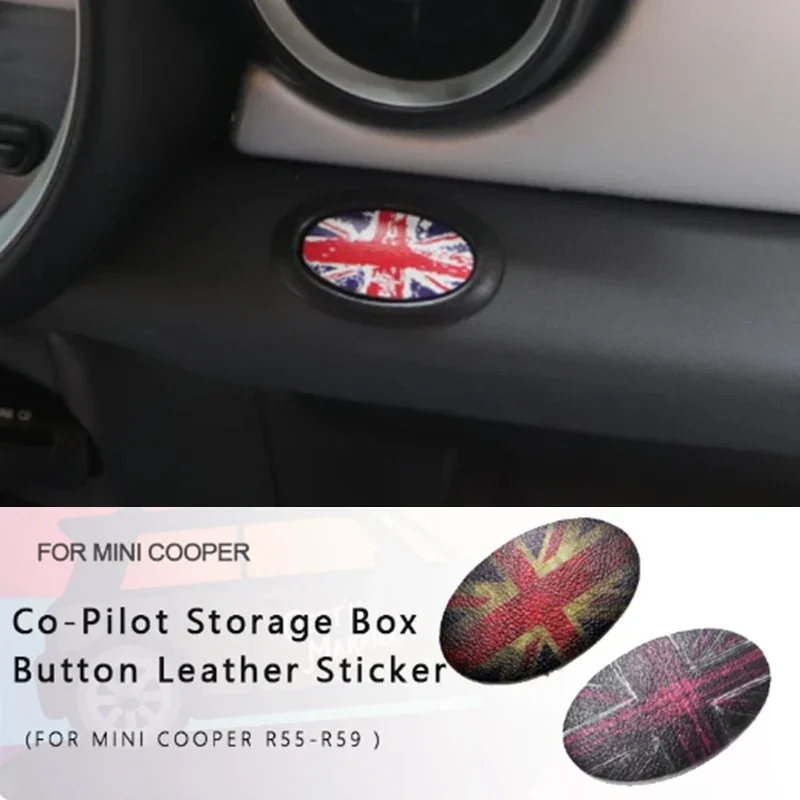 Car Accessories Co-pilot Storage Box Button Leather Sticker For MINI COOPER R55 R56 R57 R58 R59 Various Colors Car-Styling
