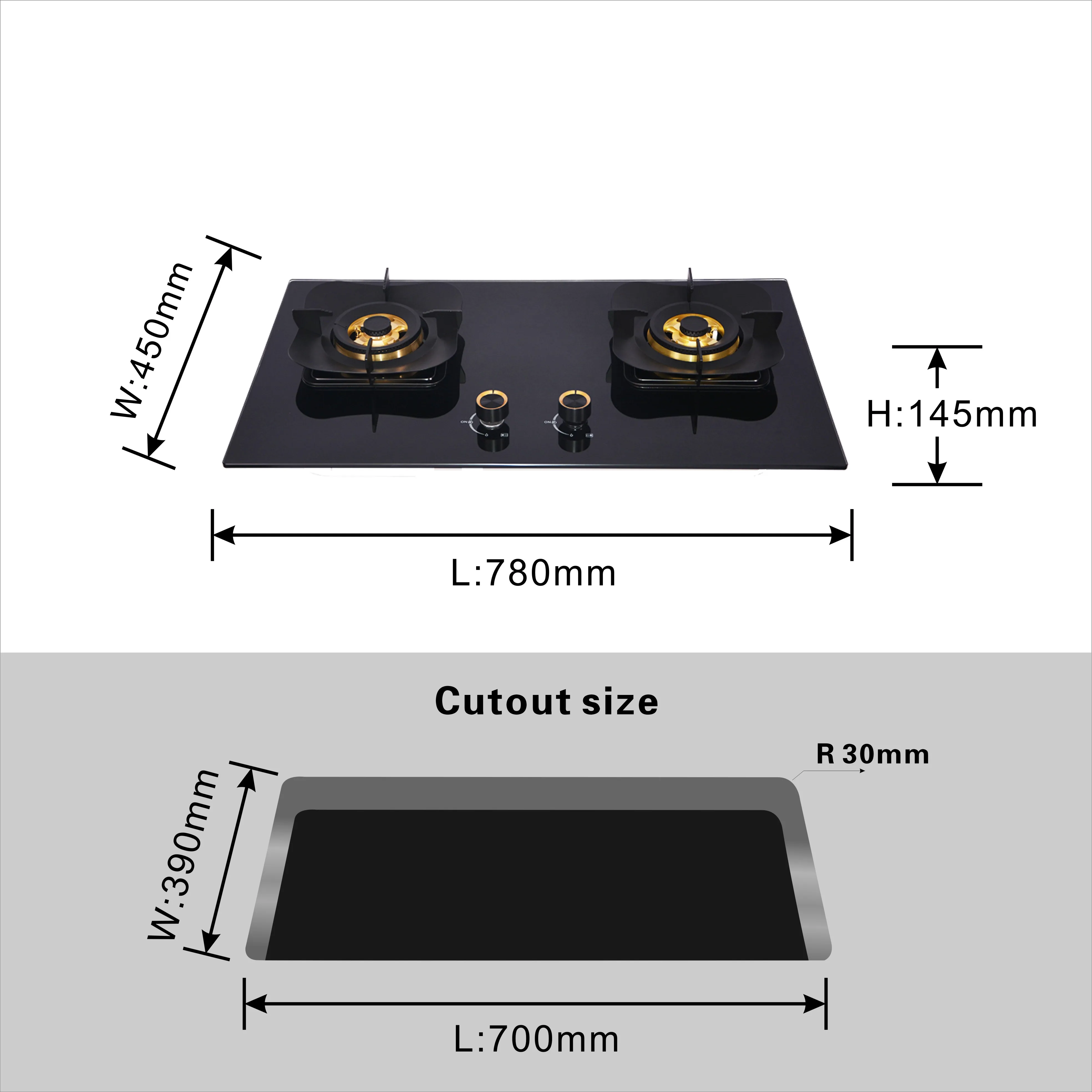 Factory Custom Cheap Good Price Gas Hob Good Price 2 Burners Gas Stove Built in Combination of Gas Stove