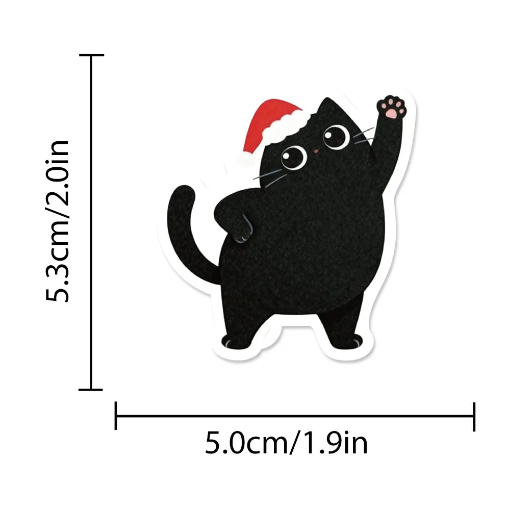50 قطعة ملصقات القطة السوداء اللطيفة kawaii عيد الميلاد القط الشارات للهاتف المحمول حقيبة دفتر سكيت ملصقات مقاومة للماء #4