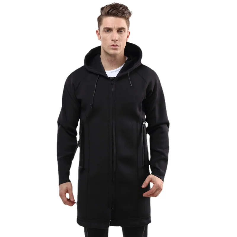 Unisex 3mm Neoprene Diving Jacket Wetsuit Coat Windbreaker Winter Long Hooded Jacket Men's Windproof  Mountaineering