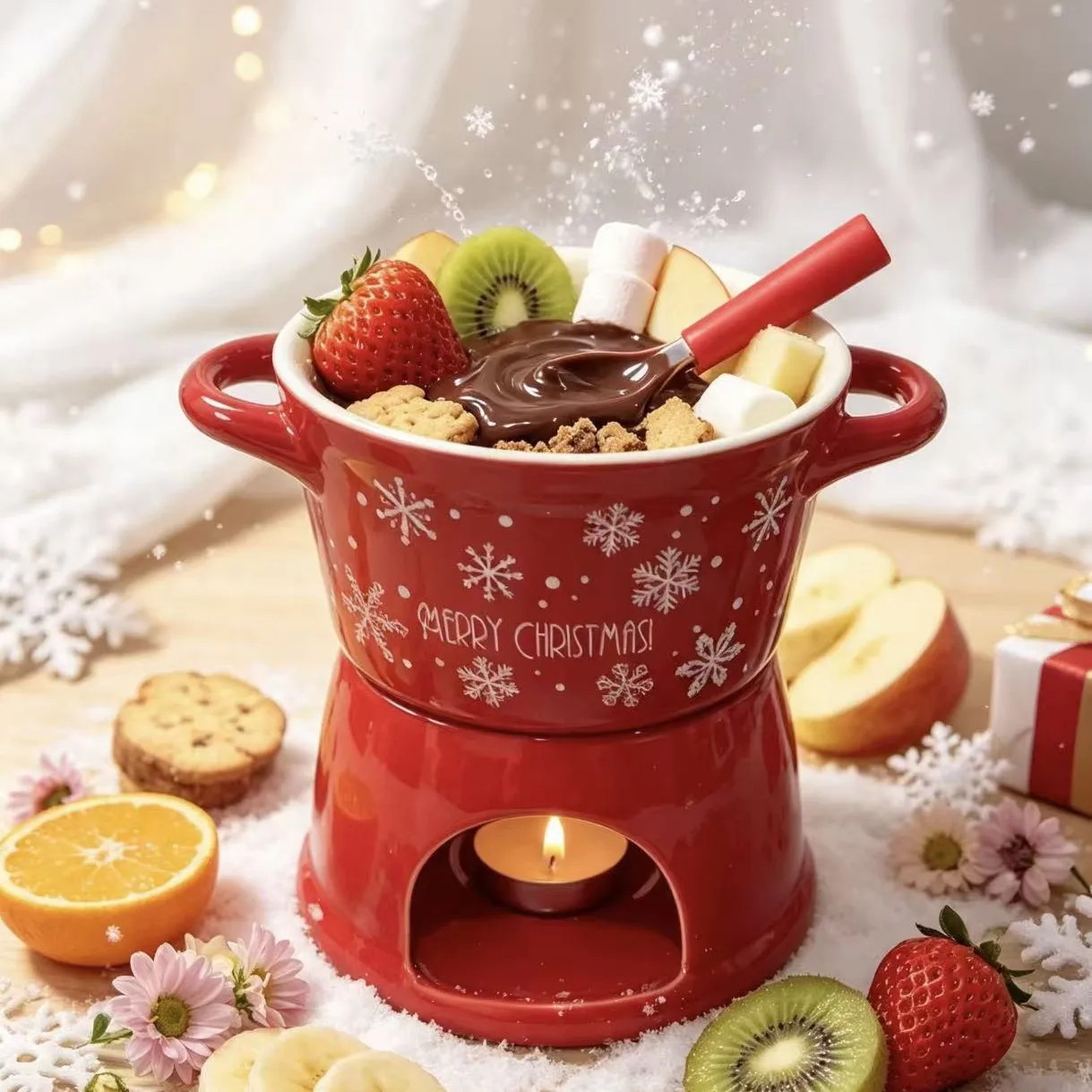 Kerst keramische mok, verwarmde chocolade-hotpot beker met kaarsen, paarstijl, kerstcadeau