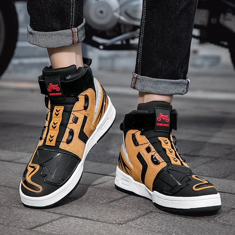 

Wear-resistant Riding Leather Motorcycle Shoe High Top Casual Motorcycle Shoes Fashionable and Trendy Anti Slip Motorcycle Boots