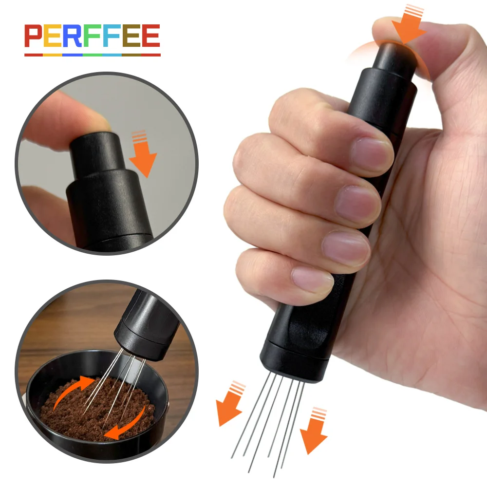 

Flick Espresso WDT Tool Retractable WDT Tool for Espresso Coffee Telescoping Distribution Tool 6 Needles Portable Coffee Stirrer
