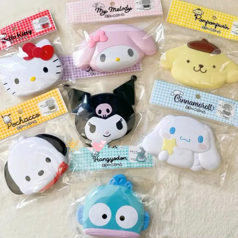 Sanrio Hello Kitty Katlanabilir Makyaj Aynası Anime Kuromi My Melody Sevimli Cinnamoroll Taşınabilir Mini Ayna Tarak Seti Oyuncaklar Kız Hediyeler