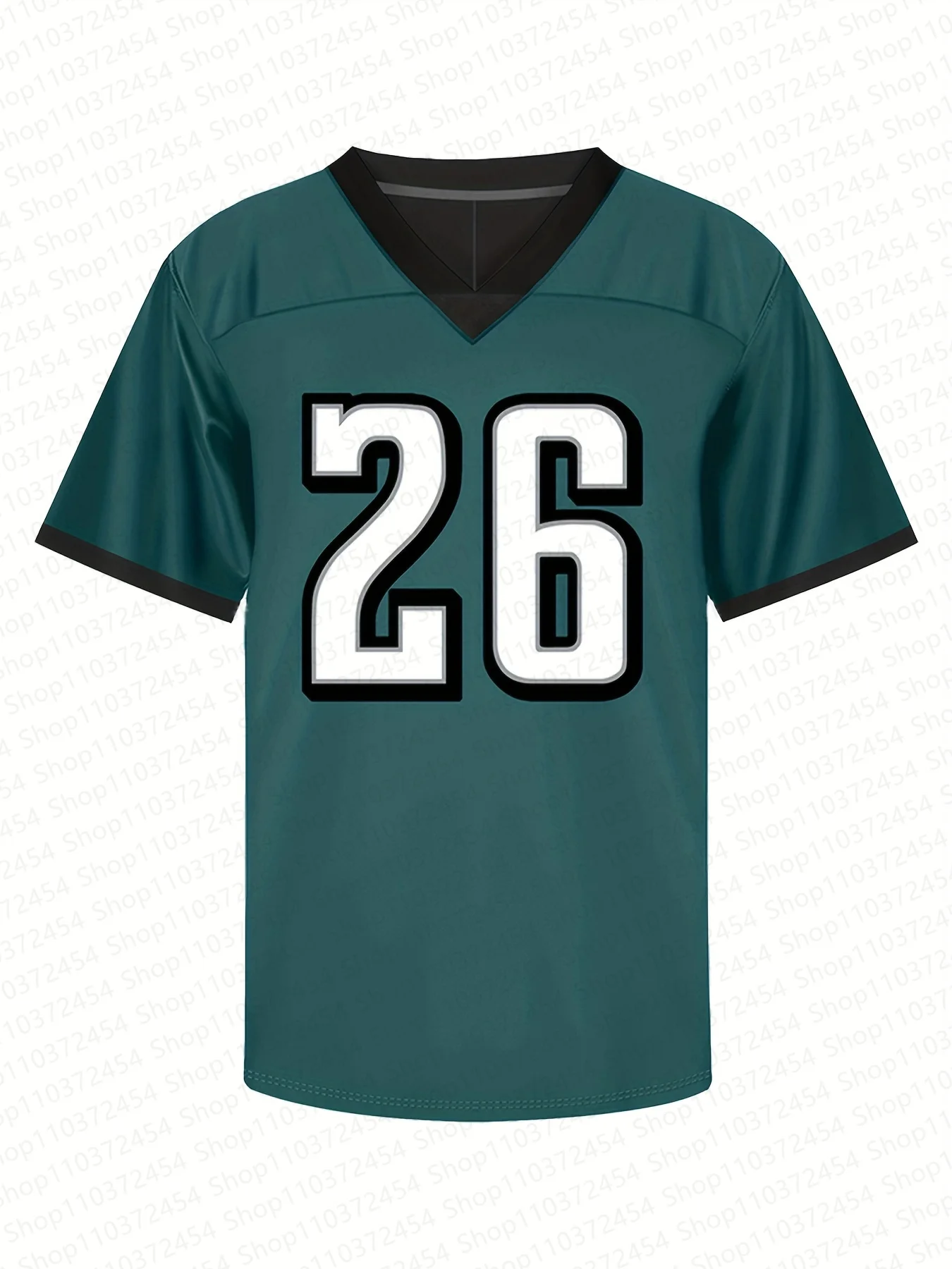 BARKLEY #26 Boys/Men's Short Sleeve Loose V-neck American Football Jersey, Outdoor Rugby Jersey Tshirt For Team Training