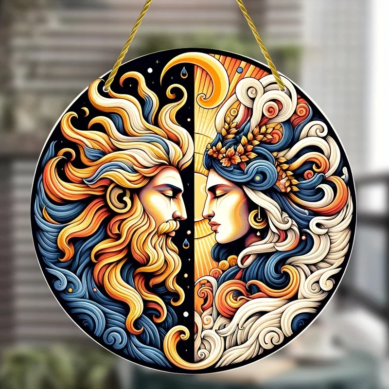 Sun and Moon Charms, Round Acrylic Signs, Pendants, Garland Decorations, Windows, Porches, Home, Room Decorations, Home Gifts