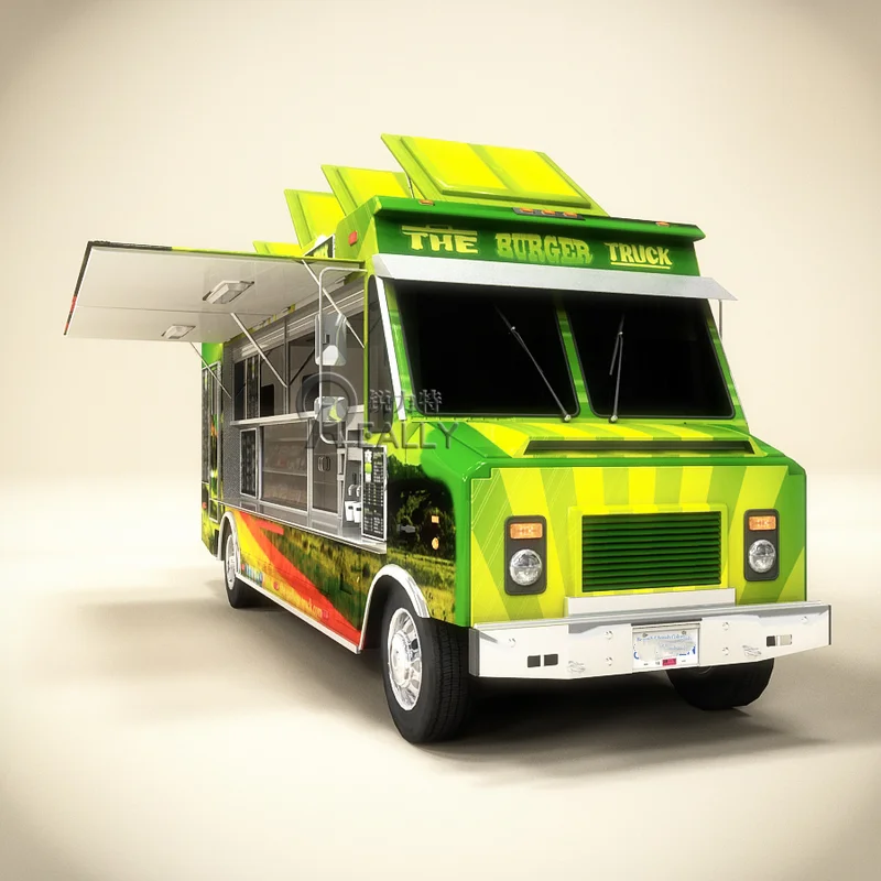 China Catering Food Cart Mobile Vintage Food Truck Customized Kitchen Equipments Four-wheeled Food Truck