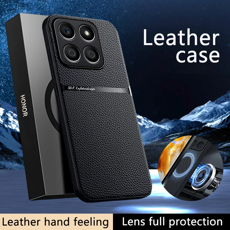 Leather Magnetic Car Holder Case For Honor X8b 4G Bumper Shockproof Soft Cover Capa On Honorx8b Xonor Honar Honer X8 b X 8b 4G