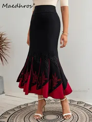 Vintage feminino assimétrico cintura alta saia longa, elegante vestidos de festa, linha A roupas femininas, saia maxi, especial