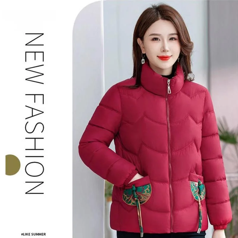 

Artsdon Faionable Зимний хлопковый джет в стиле ретро для женщин среднего возраста и ли. Одежда для мамы с воротником-стойкой в национальном стиле.