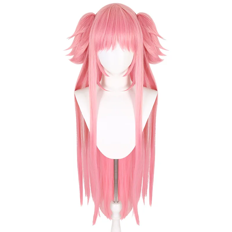Perruque de Cosplay pour fille magique Homura Akemi, bandeau rose à Double tigre avec Clips