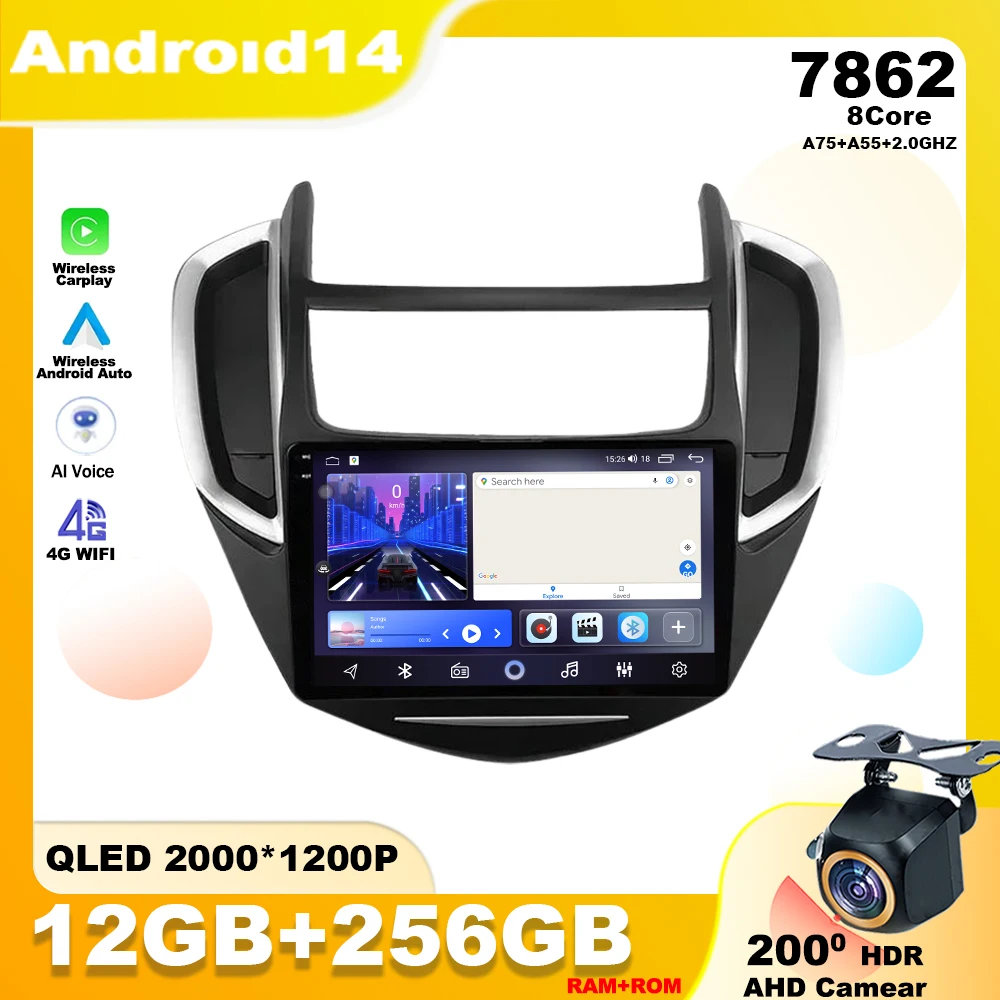 Android 14 For Chevrolet Tracker 3 2013 - 2017 Car Radio Multimedia Player Stereo Navigation GPS QLED 4G Wireless Carplay WIFI