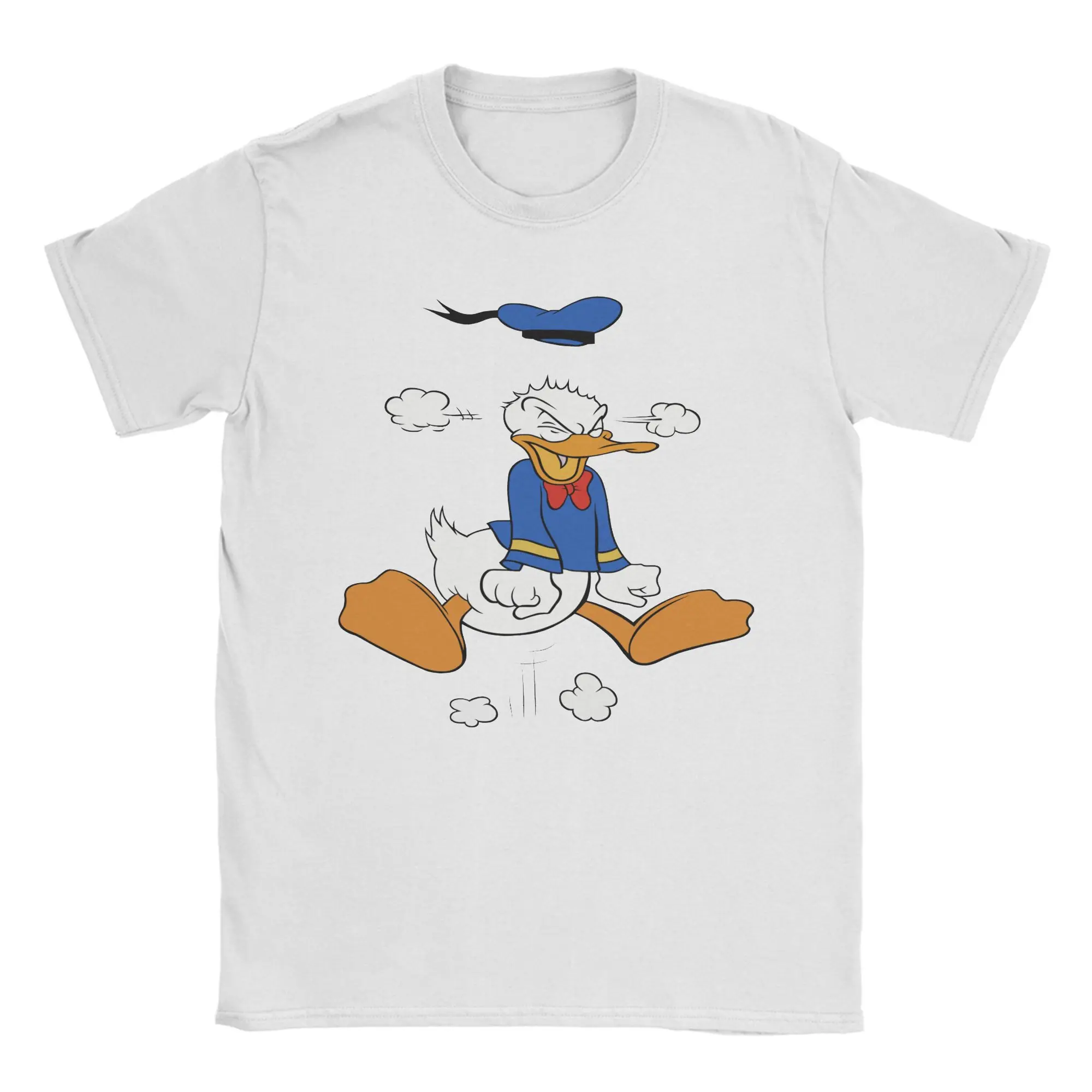 غاضب دونالد داك الكرتون الرجال تي شيرت خمر تي شيرت قصير الأكمام طاقم الرقبة تي شيرت القطن الخالص حجم كبير الملابس