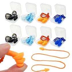 Silicone Corded Ear Plug Protector Ear Hearing Protection Anti Lost Anti-Noise Safe Reusable Swimming Work Earplugs With Rope