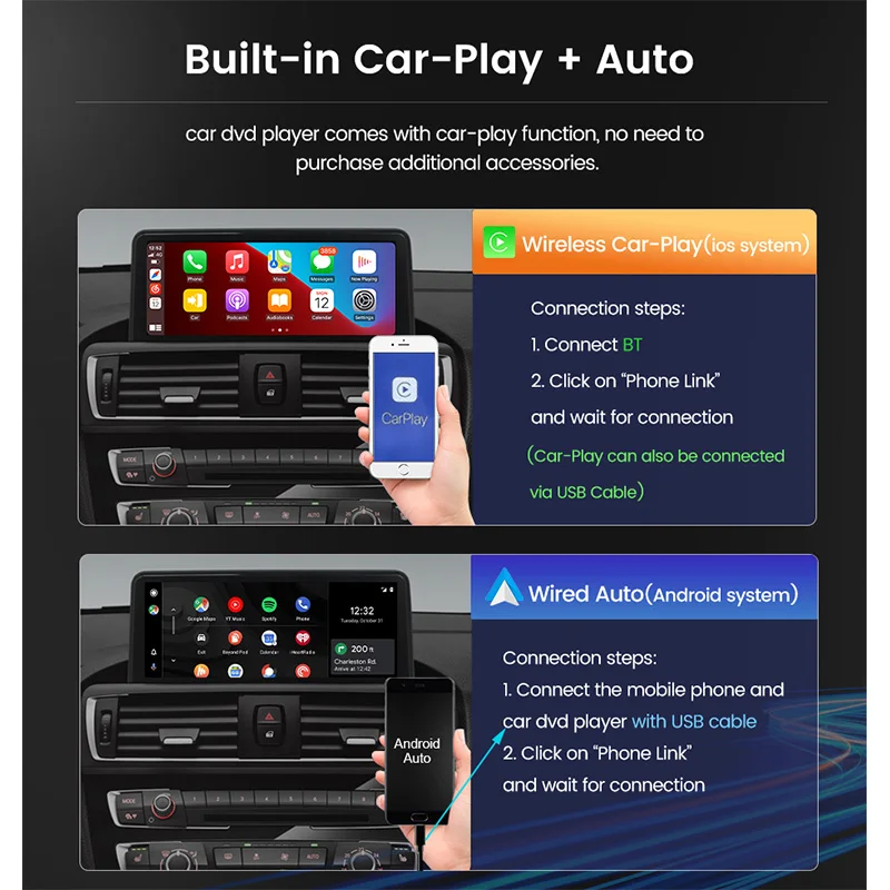 10.25 ''kabelloses Carplay Android Auto für BMW F20 F21 F22 F23 2013-2017 1 2er WLAN BT DSP 4G Autoradio Multimedia-Player