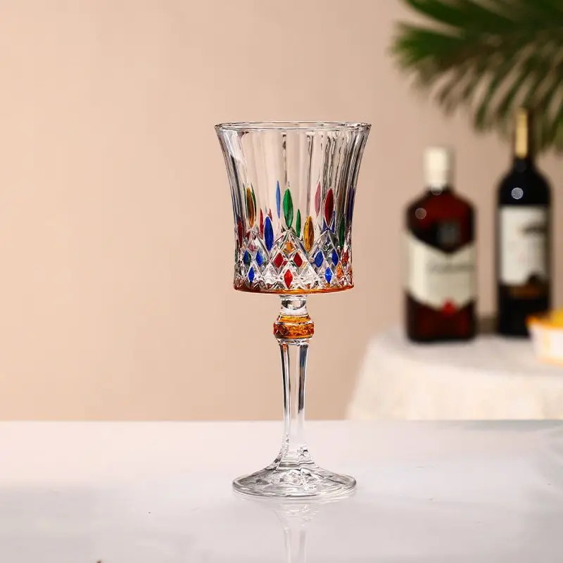 Luxury Goblet Crystal Glass Cocktail Cup Europe Goblet Cup Creative Colorful Red Wine Glass Italian Style Champagne Glass