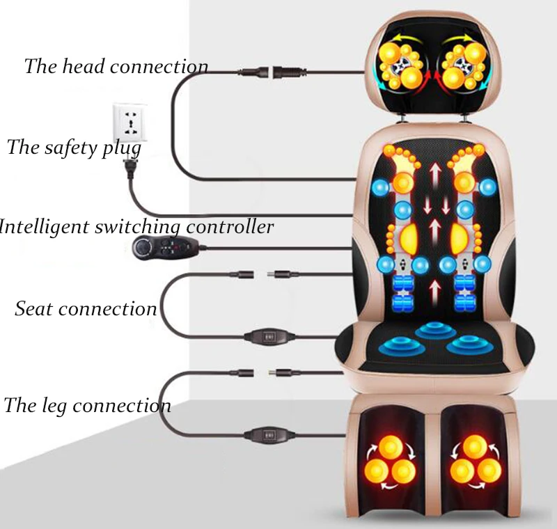 Cervical vertebra massager 220V whole body multi-functional neck shoulder waist cushion household vibration kneading electric