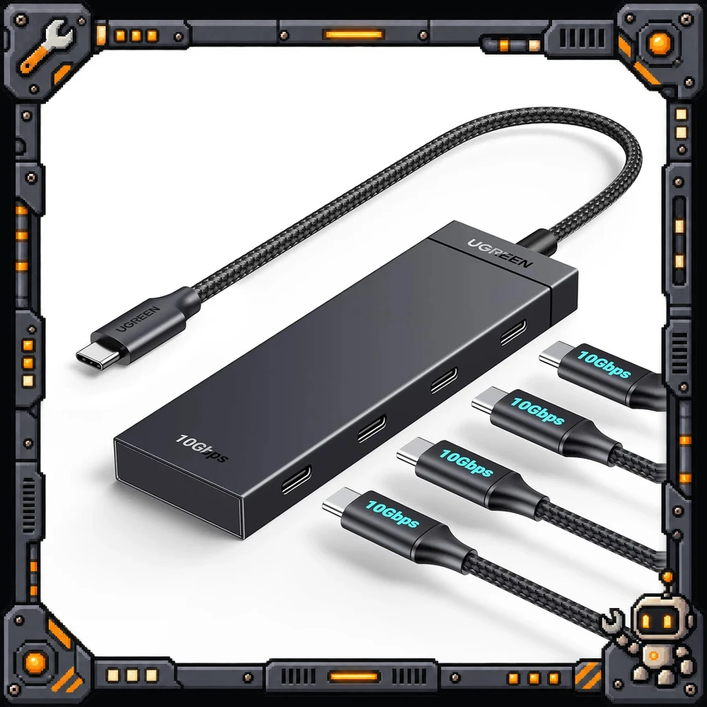 UGREEN 35584 USB C Hub CM806 4 Port USB 3.2 Gen 2 10Gbps Splitter Braided Cable for Windows Mac OS Linux
