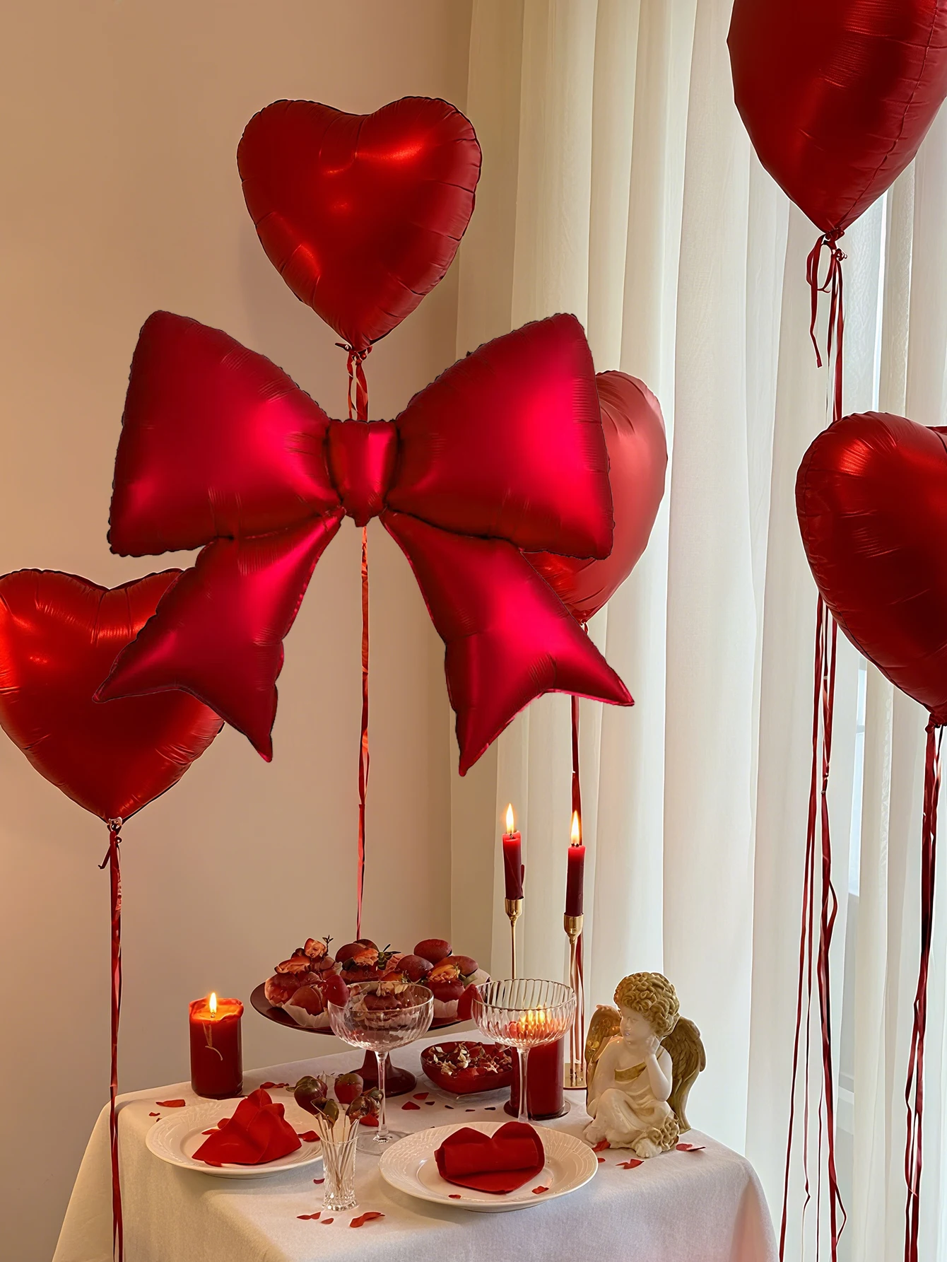 6 uds globos de lazo mate, lazo rojo mate, adecuado para regalos de novia de boda, decoraciones de fiesta reveladoras de género, decoración de fiesta de cumpleaños