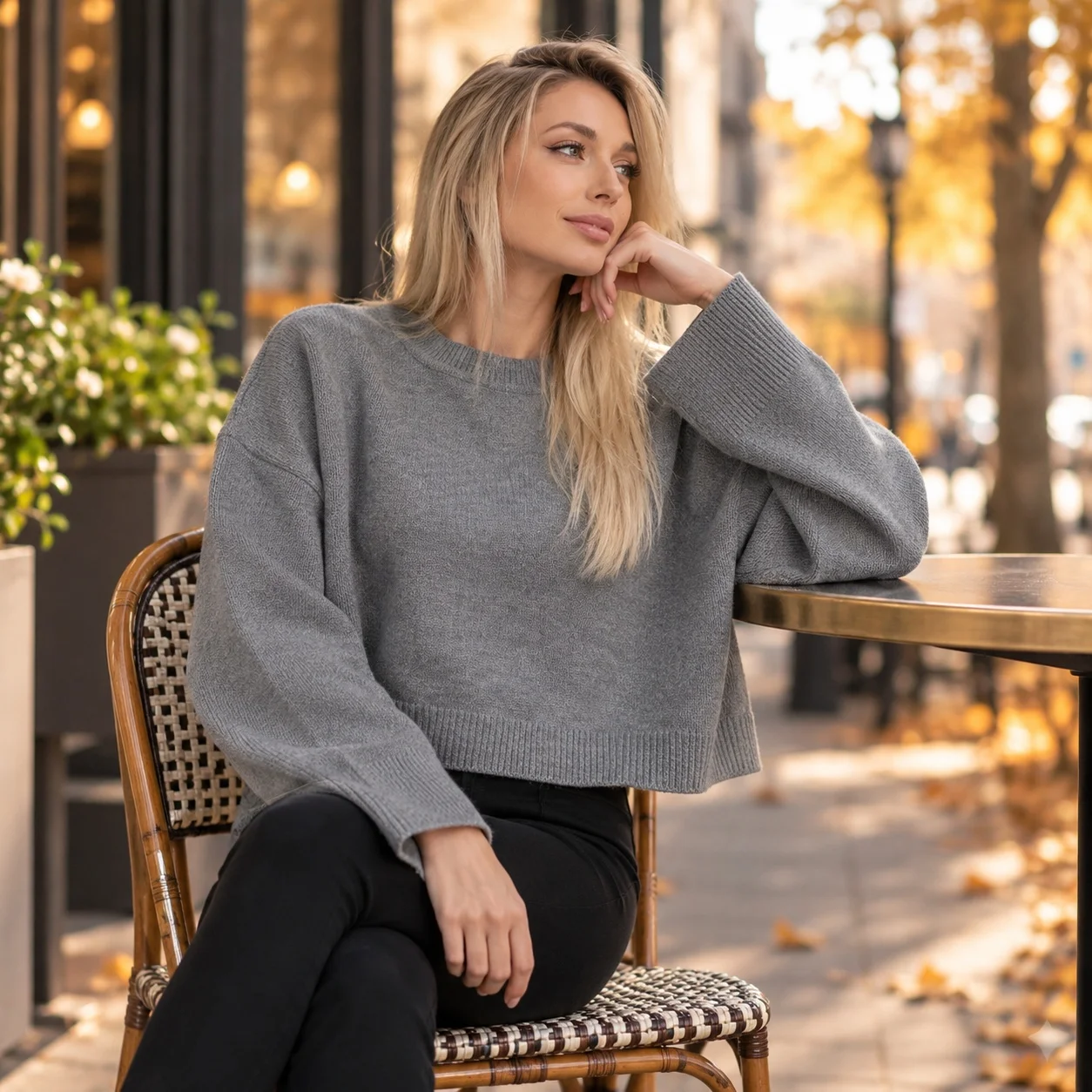 Pullover Loose Fit Sweater Short Length Elegant Commuter with Heat Set Finished Long Sleeve Urban Regular Sleeve Women Sweater