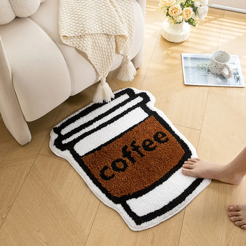 Tufted Coffee Cup Rug Carpet Bathroom Antislip Area Rug Coffee Mat Bedroom Bedside Rug Living Room Decoration Mat