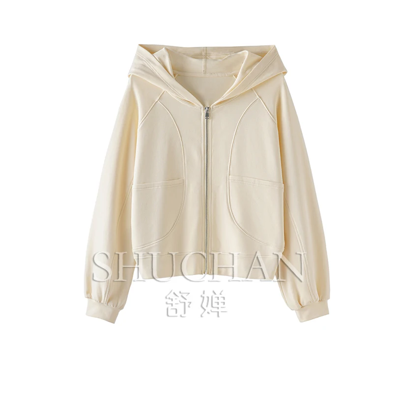 Free and Relaxed, Foreign Trade Air Feeling Lazy Casual Zipper Hooded Sweater Jacket Women 00F2