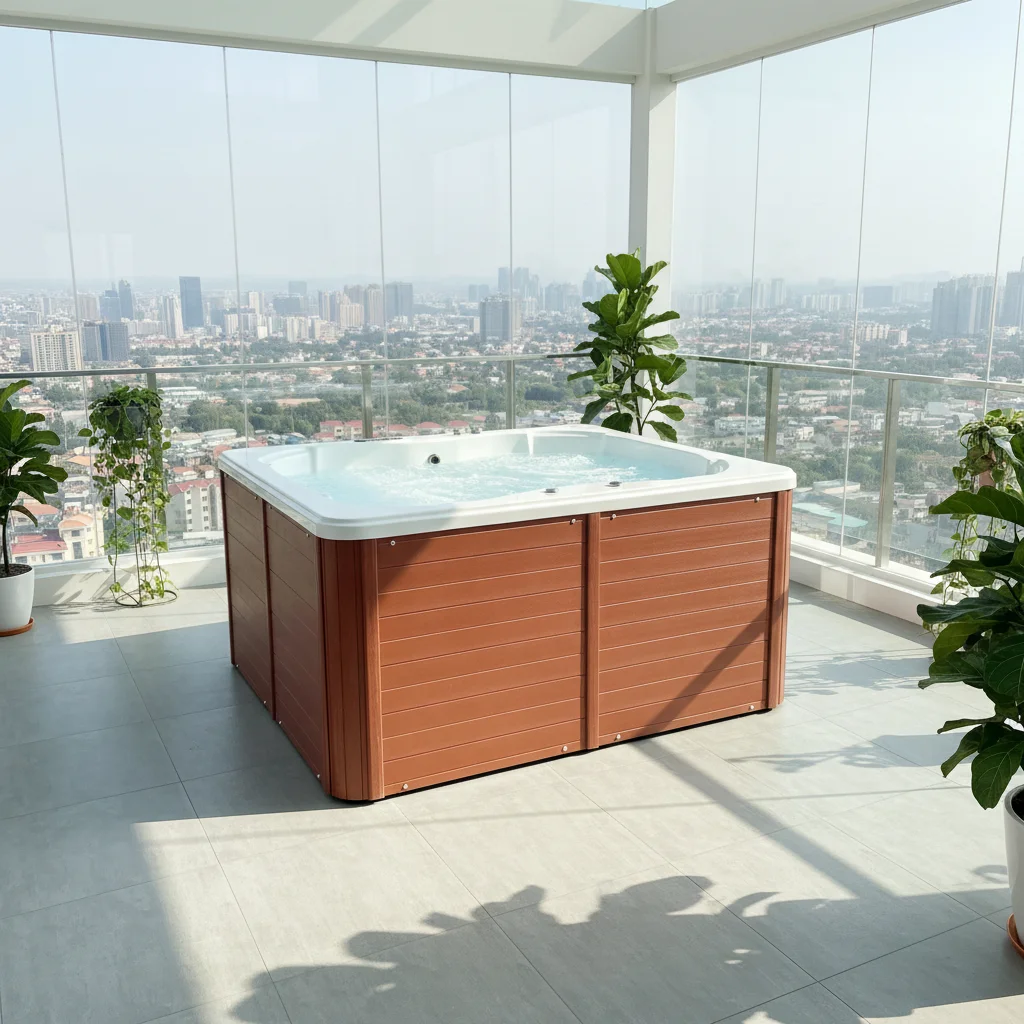 

Уличный деревянный джакузи-бассейн для 5-6 человек с подогревом и функцией массажа