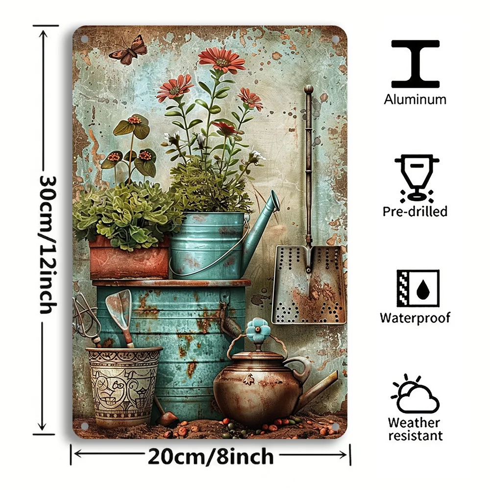 Ferramentas de jardinagem vasos de plantas decoração de parede de metal resistente às intempéries ferro outdoor pré-perfurado 8x12 polegadas decoração de jardim doméstico