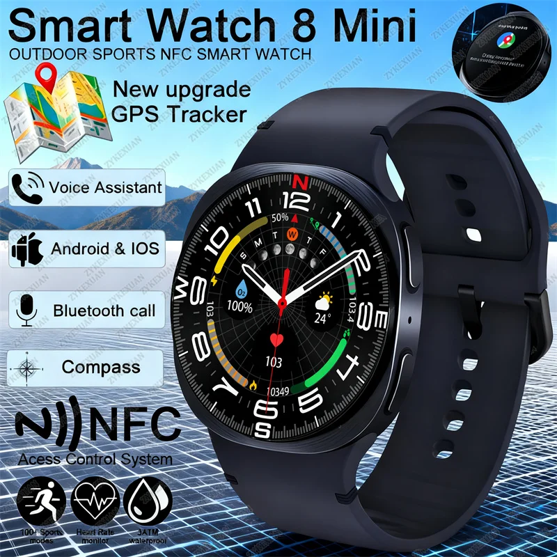 

Часы 2025 года, GPS-трек, умные часы для мужчин и женщин, спортивные часы с пульсометром, Bluetooth-вызов, NFC, IP68, водонепроницаемые, с компасом, умные часы 8 мини