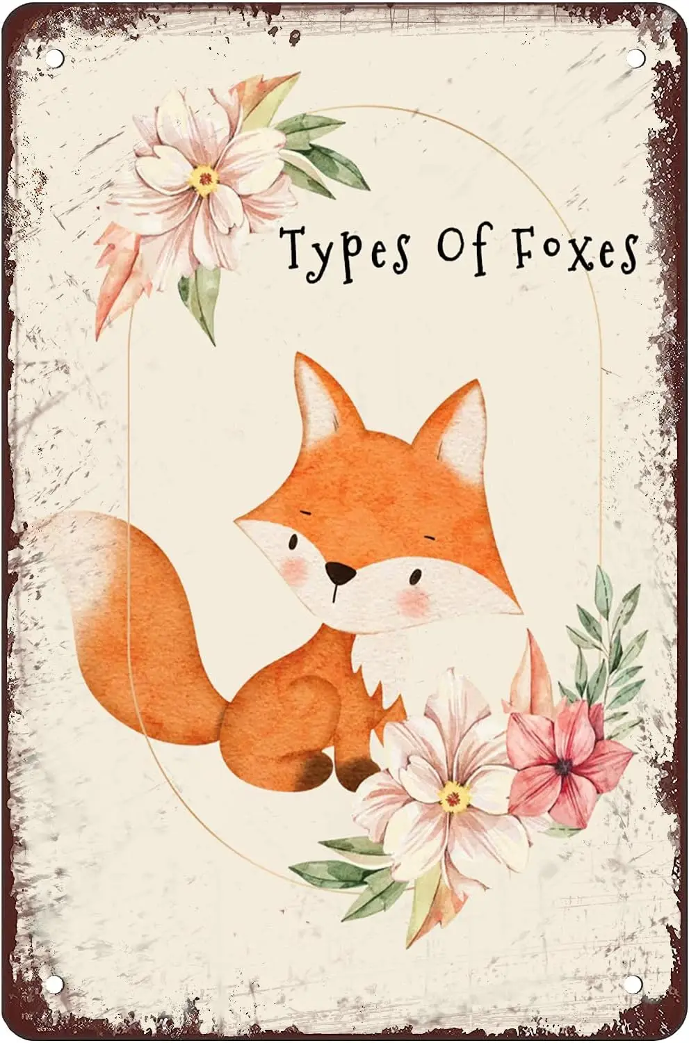 Types Of Foxes Cute Fox Wall Decor Art Metal Tin Sign Vintage Fox Decor Sign Fox Metal Signs For Home Bathroom Kitchen Garden Ma