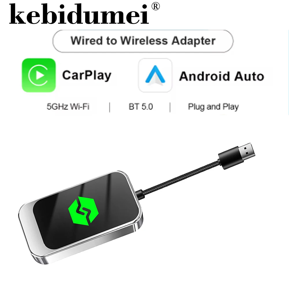 

2in 1Wireless Carplay Adapter Android Auto Smart 2024 Bluetooth5.0 WIFI For iphone Android Phone For Volvo Benz Mg Kia Chery VW