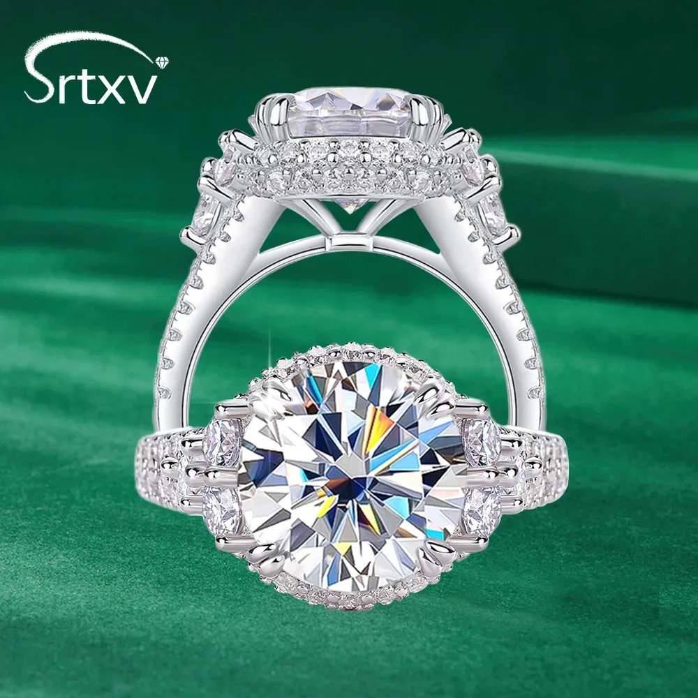 

5CT D Color VVS Moissanite Rings For Women S925 Sterling Silver Plated 18K Wedding Diamond Ring Bride Jewelry Gift Certified